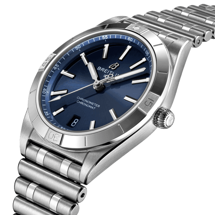 Stylish yet elegant, the modern-retro inspired Chronomat Automatic 36 is the versatile sporty and chic watch for any occasion.
It is available in an array of metal cases, from cool stainless steel, to goes-with-everything bicolor, or even luxurious 18k red gold. Women craving extra sparkle will also be able to opt for diamond-set bezels, indices, and colorful dials. Featuring Breitling’s iconic and comfortable “Rouleaux” bracelet with a butterfly clasp, the Chronomat Automatic 36 is powered by the Breitling Caliber 10, a COSC-certified chronometer.