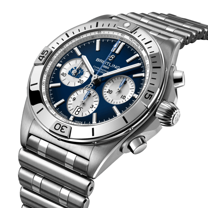 Breitling’s all-purpose watch for the fast and fearless world of rugby.
We’re the official timing partner and exclusive luxury watch provide to Six Nations Rugby, the championship known the world over for showcasing exhilarating men and women’s matches between its six competing unions: England, Ireland, Wales, Scotland, France and Italy. Now our Chronomat Six Nations captures their spirit in a special-edition watch series.
The six watches, limited to 150 pieces each, feature the signature Chronomat characteristics: the raised rider tabs at the 15 minute marks, the easy-grip onion crown and the classic rouleaux bracelet—all powered by Breitling’s exceptional Manufacture Caliber 01. Each model sets itself apart with the individual union’s colors and logo, as well as a caseback specially engraved with the name of each team, “Six Nations” and the “One of 150” limitation. A powerhouse lineup, the Chronomat Six Nations is available in the UK and select EU countries.